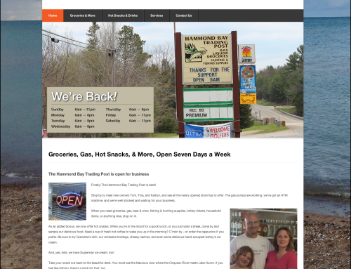 The Hammond Bay Trading Post is back in business. Time for a new website by Palmerworks.